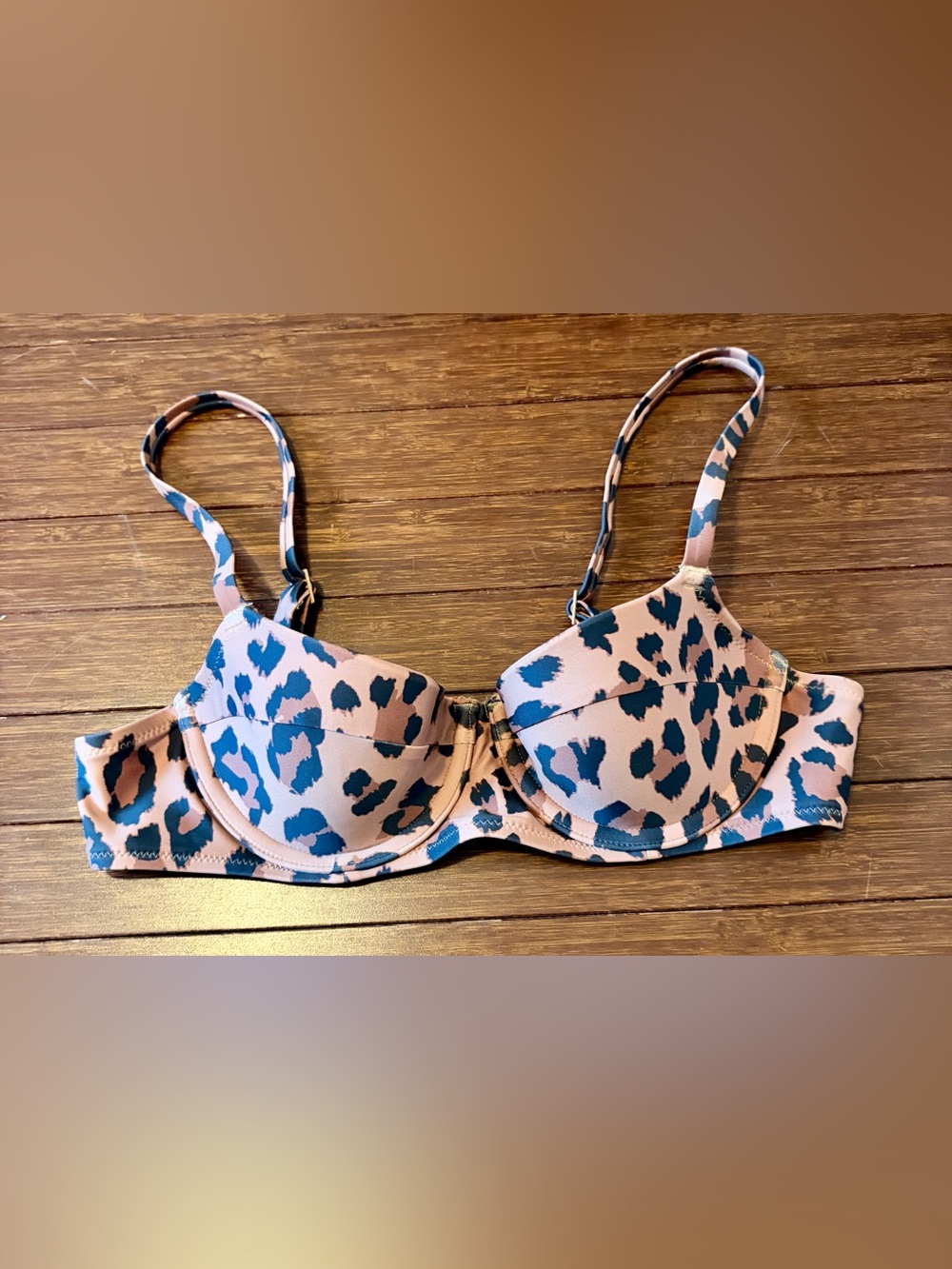 Aerie Real Good light lined Underwire Leopard Print Bikini Top adjustable straps